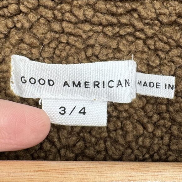 Good American Women's Oversized Quilted Shacket 3/4 (L/XL) Light Brown Outdoor - Picture 3 of 13